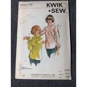 Kwik Sew Misses Blouse Sewing Pattern sz 5-11 713 - uncut